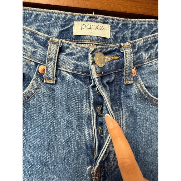 PARKE Classic Straight Jeans Womens Size 26 Medium Wash Denim Casual vtg 90s EUC - Picture 6 of 8